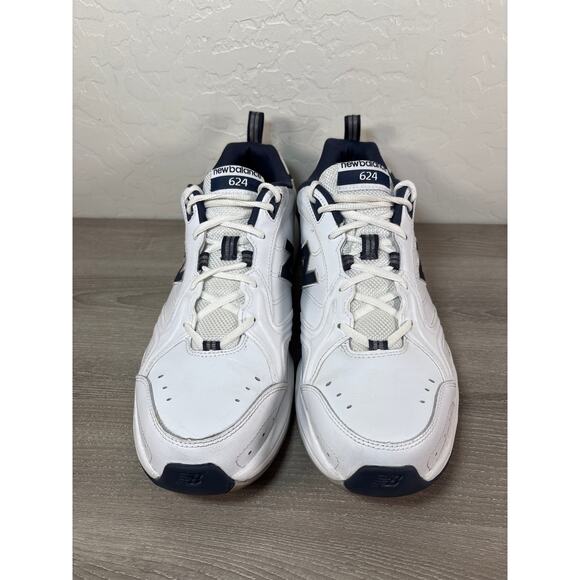 Mens New Balance 624 V2 White Navy Blue Athletic Running Shoes MX624WN2 Size 15 - Picture 3 of 8